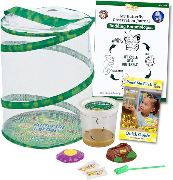 Insect Lore Butterfly Garden | Butterfly Kit with Live Caterpillars | 5 Caterpillars, Reusable Habitat, STEM Butterfly Journal & More